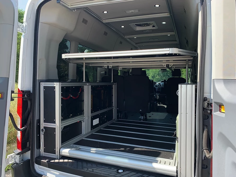 The bed lifts up over cargo