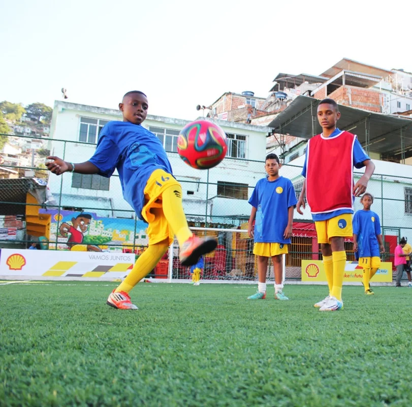 Harvested energy from the players running over the tiles and from the sun is stored on site before being converted to electricity to power floodlighting