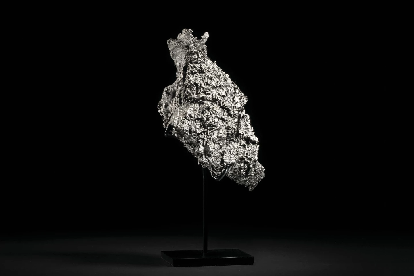 Named after the small Russian town situated close to its discovery site, Dronino meteorites are iron-rich meteorites boasting an exotic chemical composition. This specimen measures 91⁄4 x 43⁄4 x 41⁄2 inches (24 x 12.5 x 12 cm) and weighs 5.4 kg
