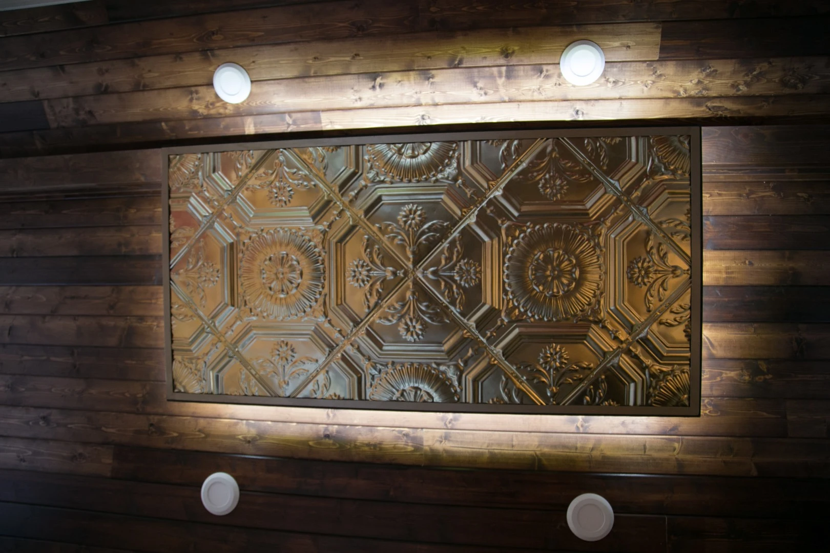 The Theater Home's kitchen boasts a decorative lighting feature