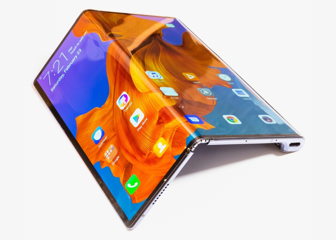 The Huawei Mate X screen folds in the opposite direction to the Samsung Galaxy Fold