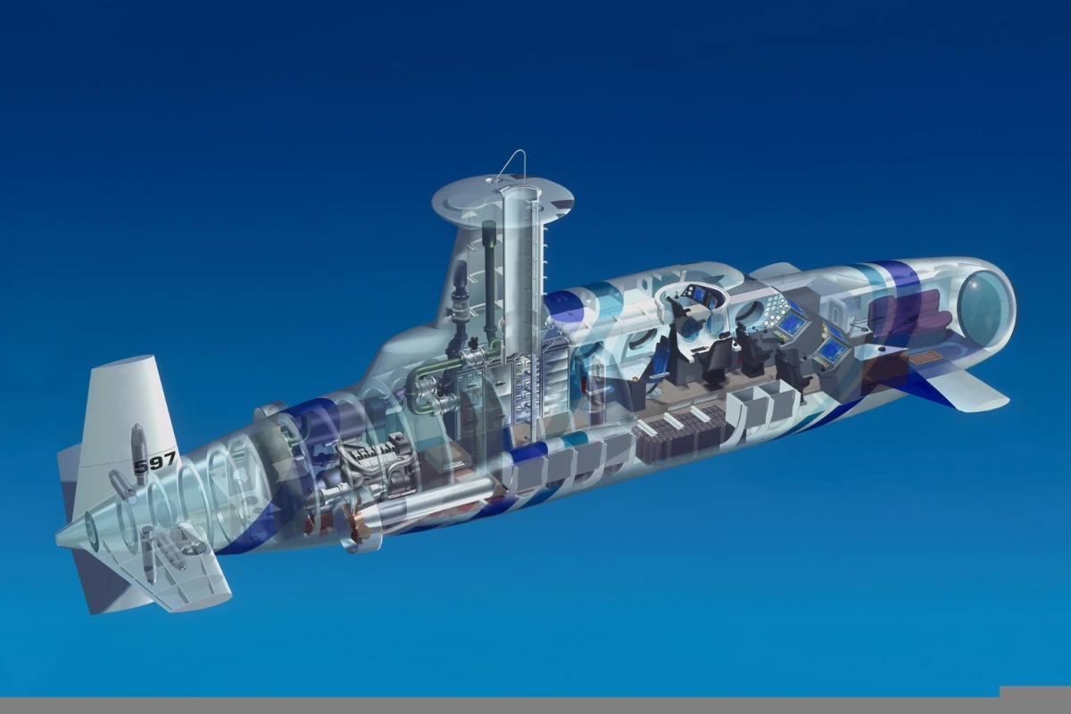 An x-ray rendering of the Nyek submarine