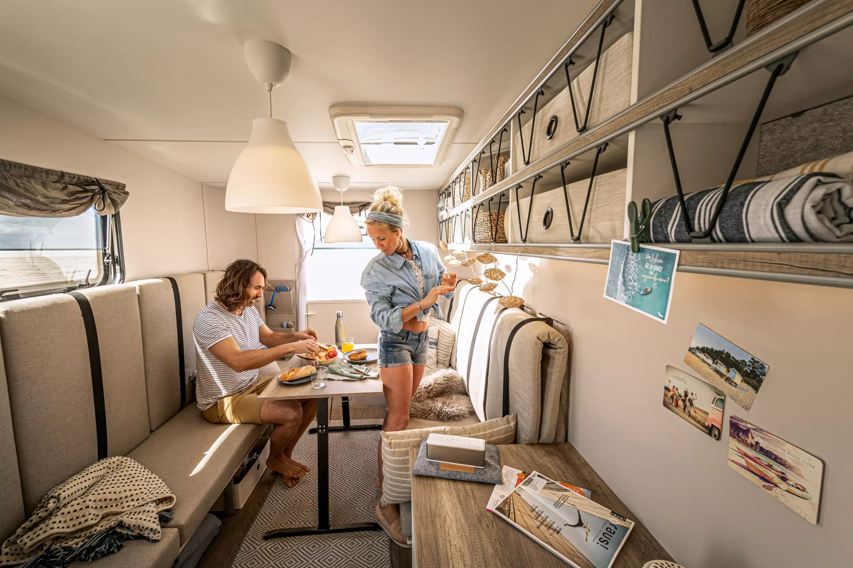 Inside the mid-size Beachy 420 caravan