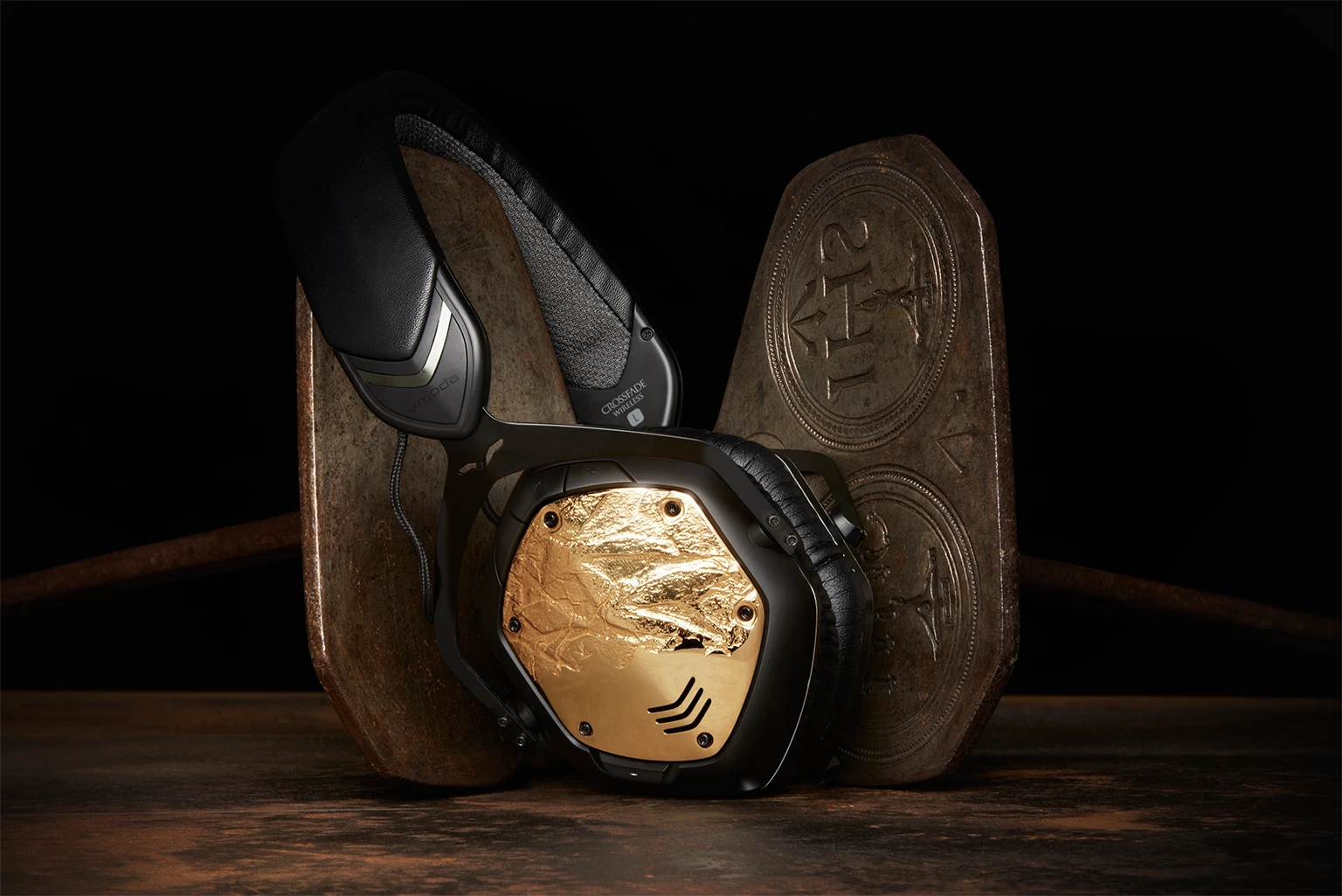 V-Moda's Crossfade Wireless headphones in gunmetal with 3D-printed shields