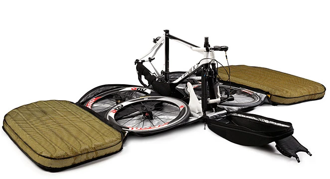 The Biknd Helium is a bicycle shipping case that uses inflatable bladders to protect one's bike