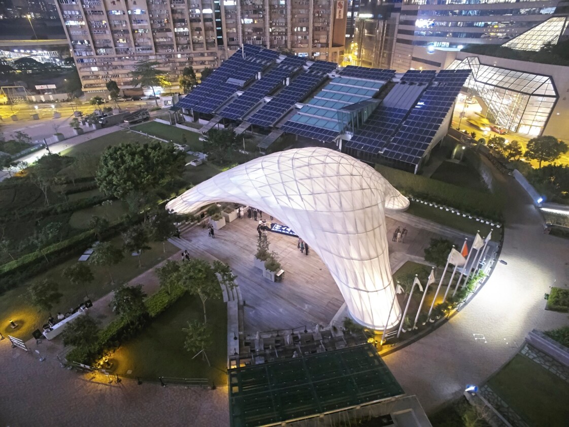 The ZCB Bamboo Pavilion was constructed from 473 large bamboo poles
