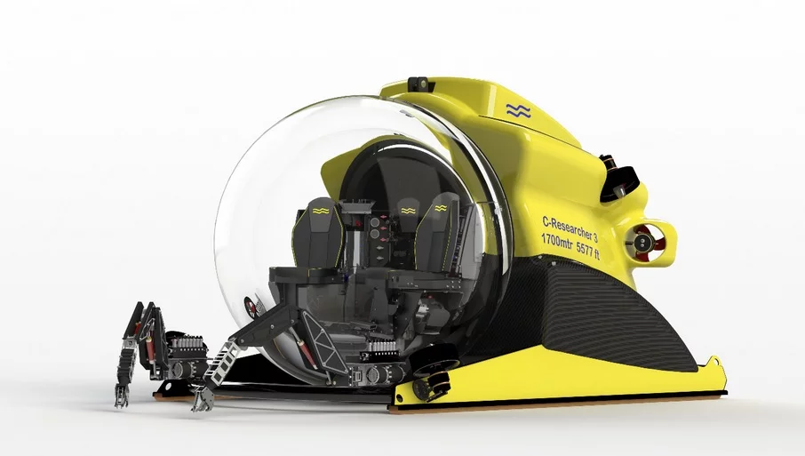 C-Researcher 3 features a fully acrylic pressure hull and a staggering 1,700 meter depth-rating