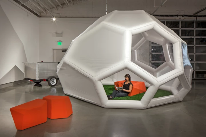 The Pneumad is an inflatable portable shelter designed for the nomadic traveler