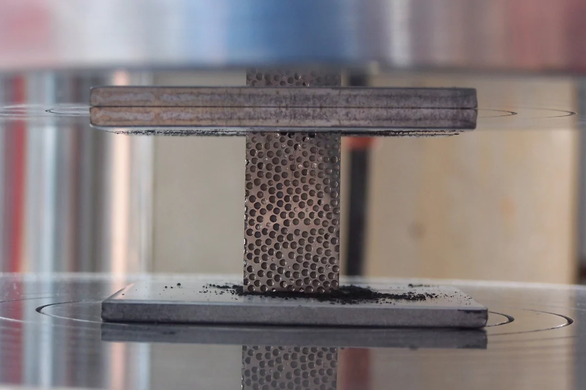 A sample of the composite metal foam developed by Rabiei's research team