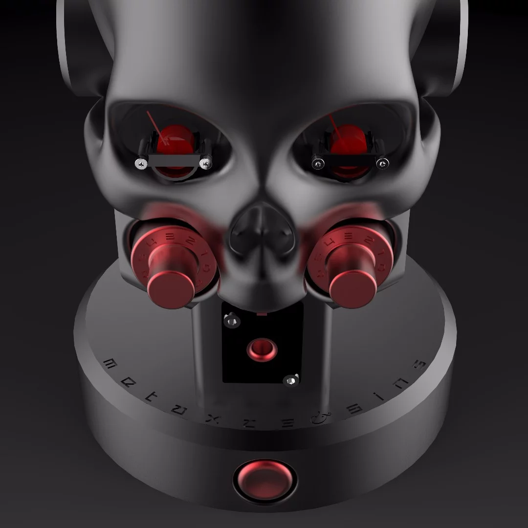 Each eye socket is given over to the same kind of level meter found in the Ikarus power amplifier, with adjustment undertaken using the dials under the cheekbones