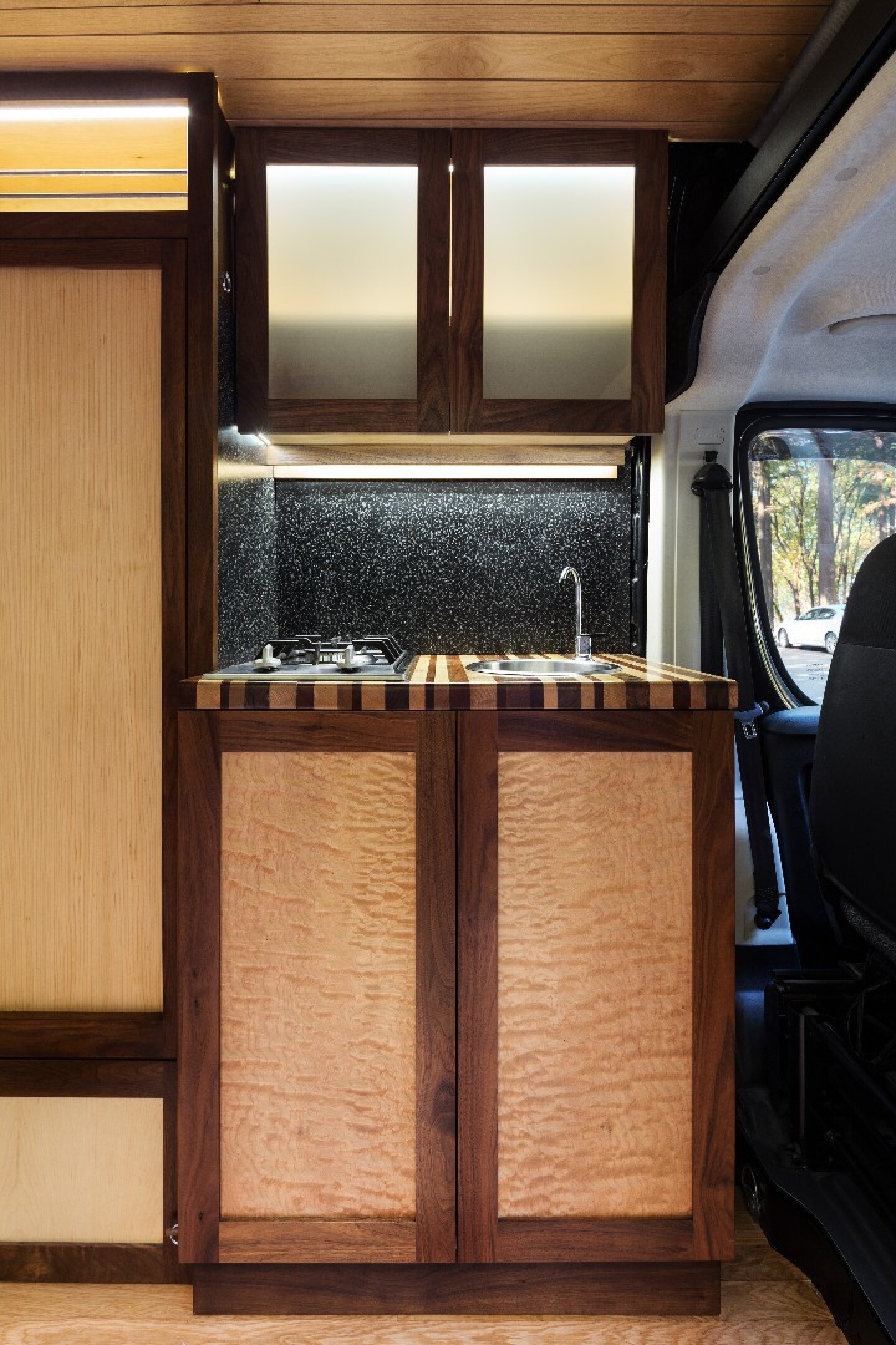 Ram Promaster cargo van converted into a multipurpose camper