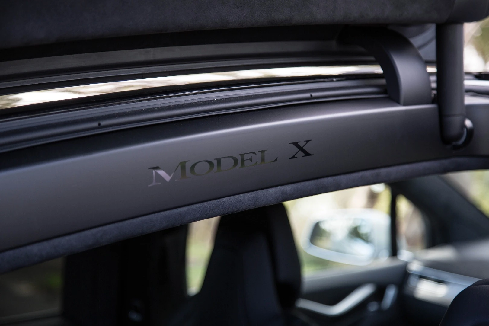 The Model X roof with Falcon Wing doors in full flight