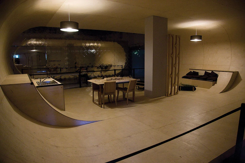 The PAS House is a dwelling meant as a tribute to the skateboarding lifestyle, featuring 'skateable' walls and furniture.