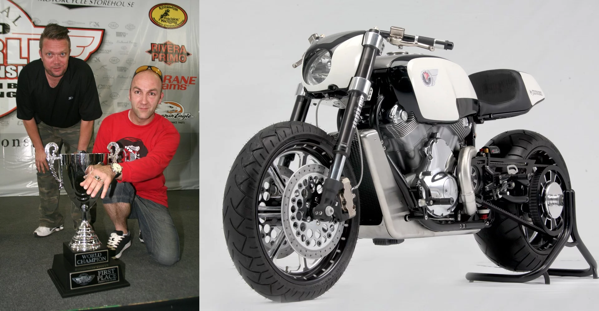 Toftner (pictured above left with Freddie Bertrand and the 2010 World Championship Trophy), is pursuing his dream of a dual purpose motorcycle that can transform at the flick of a switch and we cannot wait to see what he comes up with next.