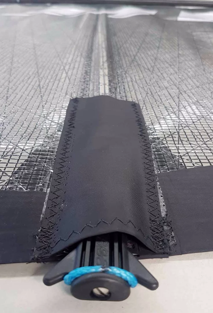 Details on the sails of the Wave Chaser 390 ZF