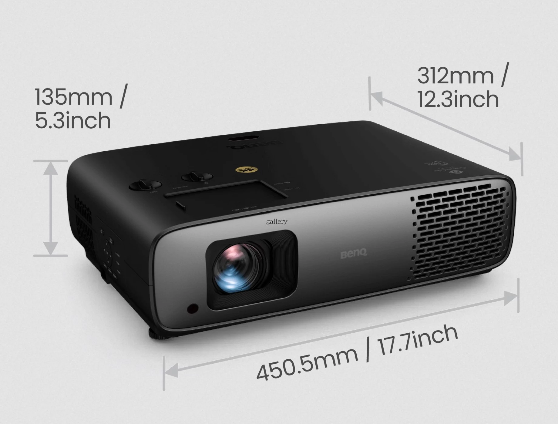 The BenQ W4100i's relatively compact dimensions. It weighs in at 13.45 lb