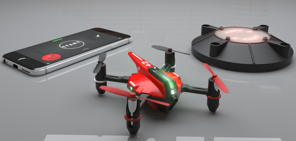 The drone can fly for up to seven minutes on one charge of its 350-mAh lithium-polymer battery, and can be controlled from a maximum distance of 30 feet (9 m) via Bluetooth 4.0