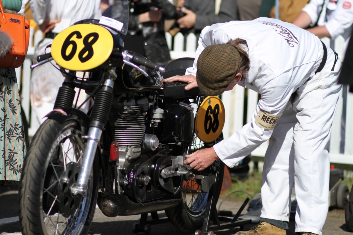 Motorcycles share the spotlight during the Goodwood Revival