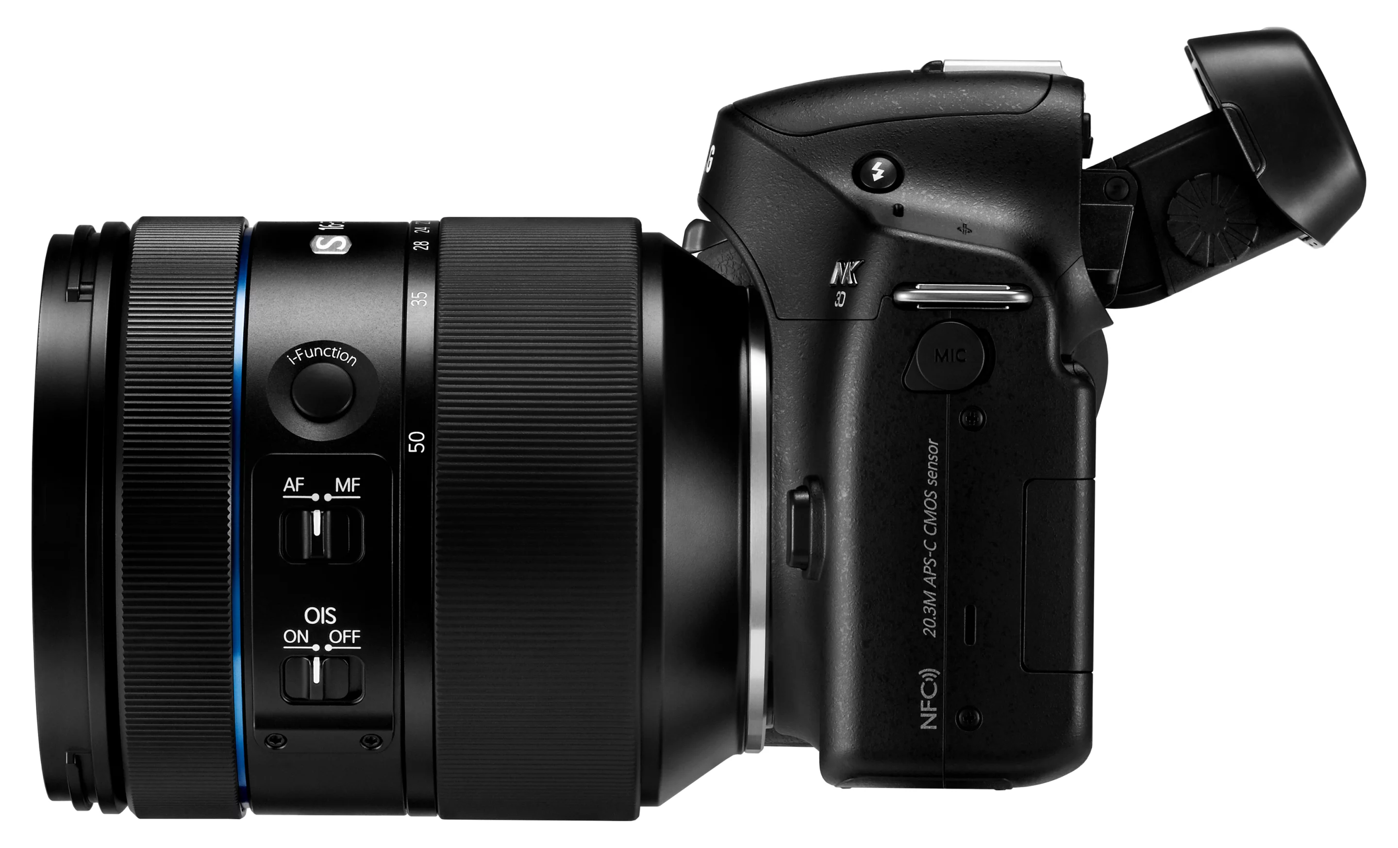 Video enthusiasts will be pleased to know the Samsung NX30 supports a standard 3.5 mm microphone input