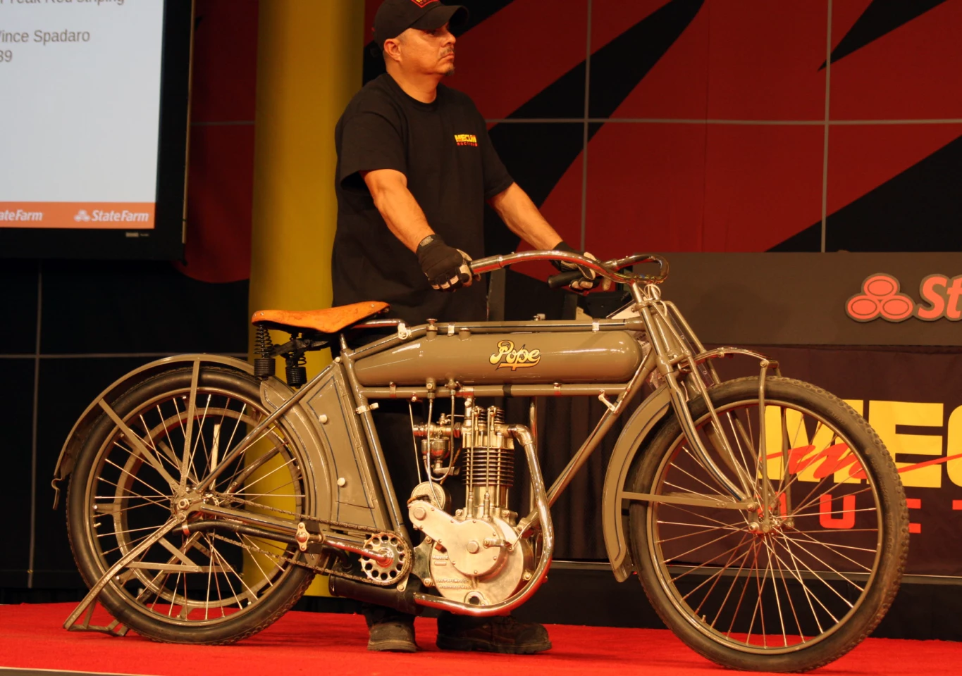 Pope produced the first OHV production engine in America in 1912, and would remain as the only OHV engine for many years. This 1914 Pope Model K single is hence of revolutionary design, fully restored, in beautiful condition, and is a very rare combination of an OHV engine with belt drive. E.J. Cole purchased this 1914 Pope Model K at the Steve McQueen Estate Auction at Las Vegas’ Imperial Palace in November 1986, so once again, the McQueen provenance came to bear. Estimated at $110,000 to $150,000, the bike sold for $137,500.