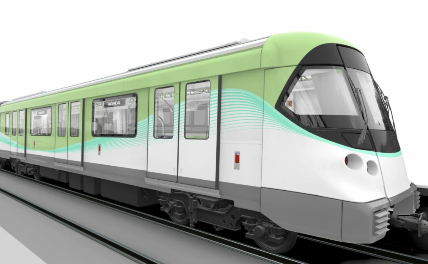 The train's facade is a design called Vitality, which was chosen by the public in a 2021 competition