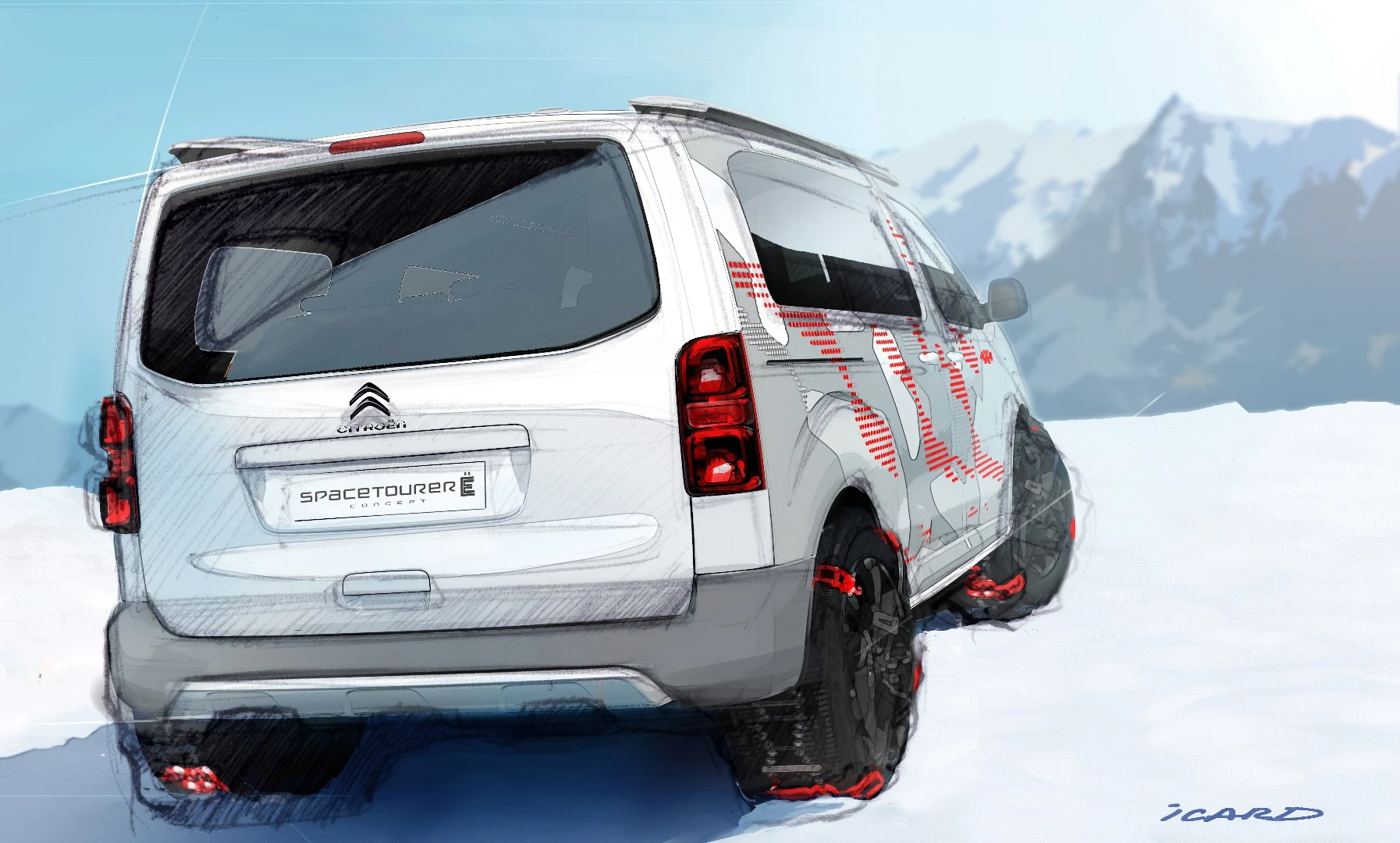 With its snow chains, the Citroën SpaceTourer 4X4 Ë Concept is ready for all seasons and terrains