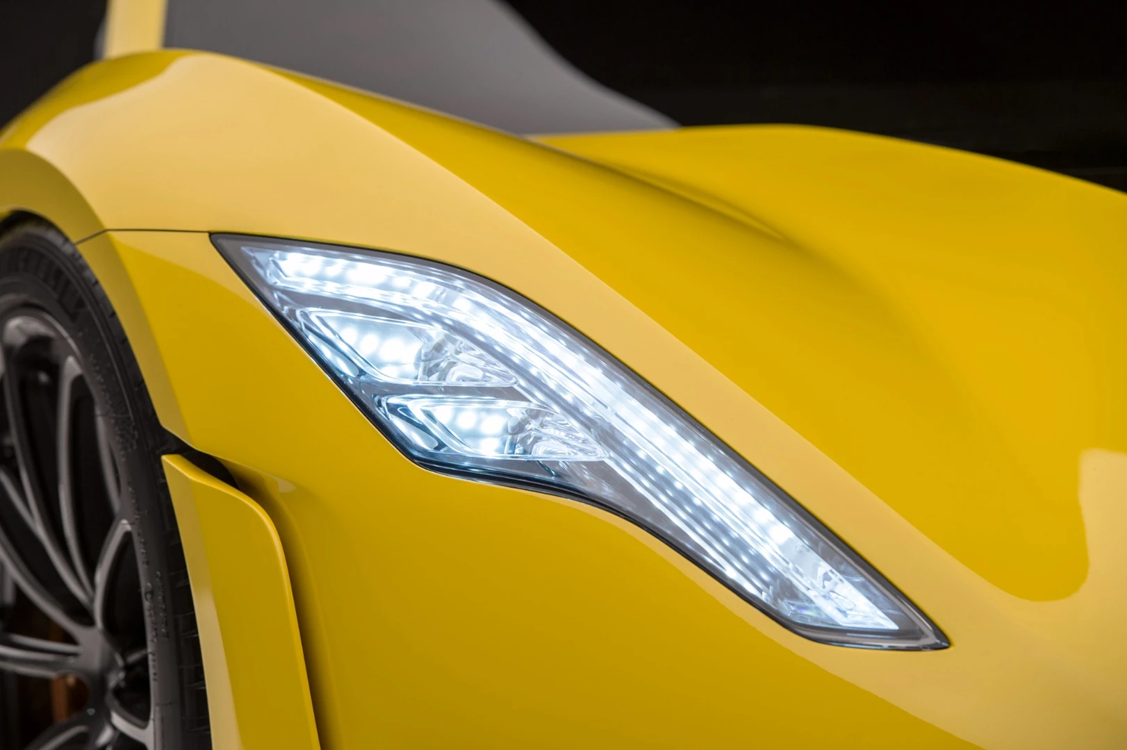 Headlight detail on the Hennessey Venom F5 hypercar