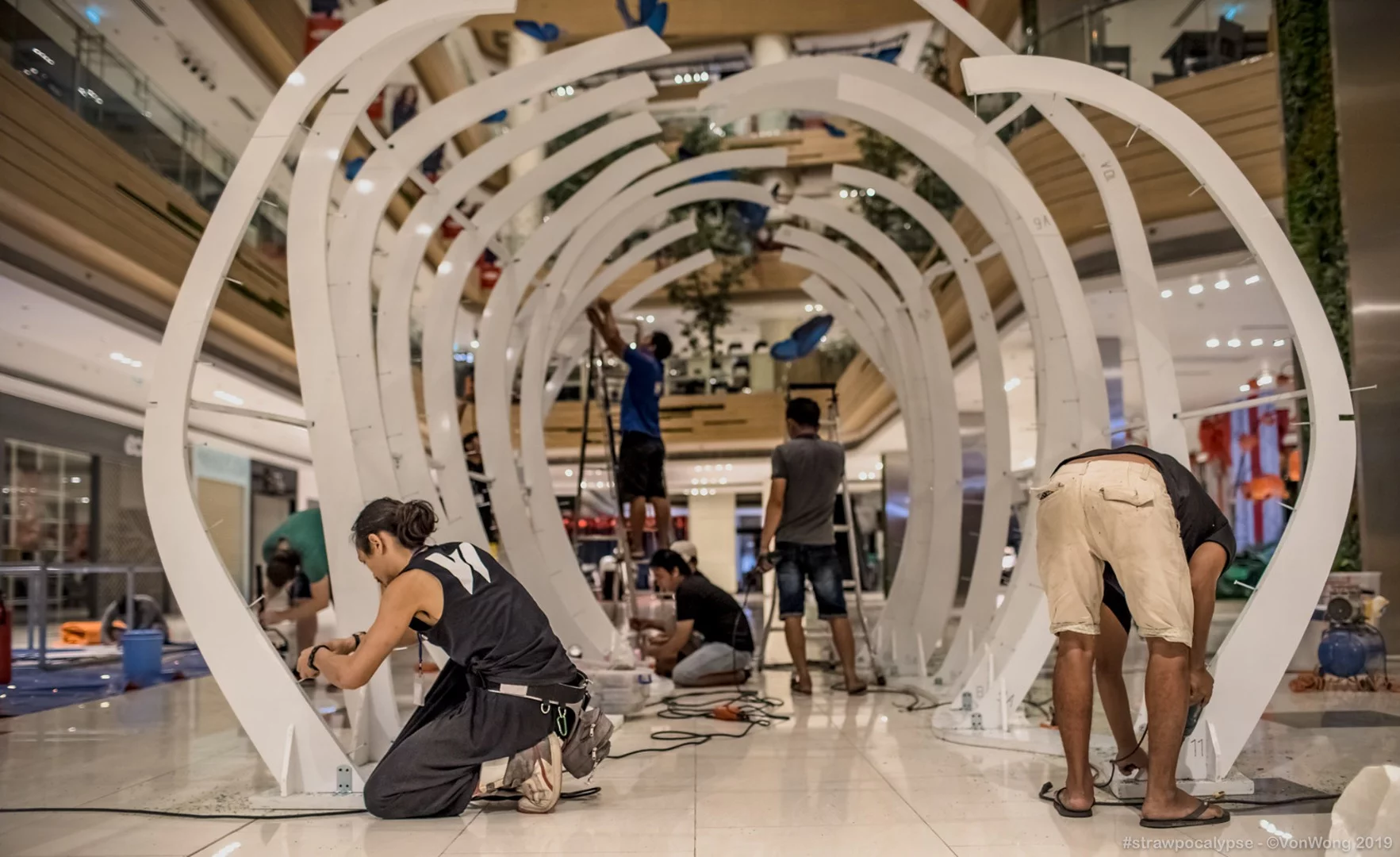 Construction of the Strawpocalypse installation