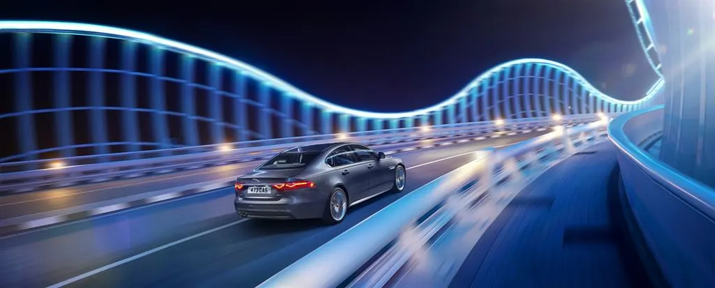 The 2016 Jaguar XF has a rear seat configured for loading cargo