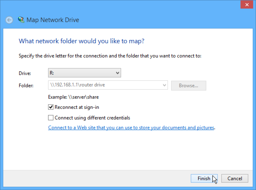 Map the drive connected to the router