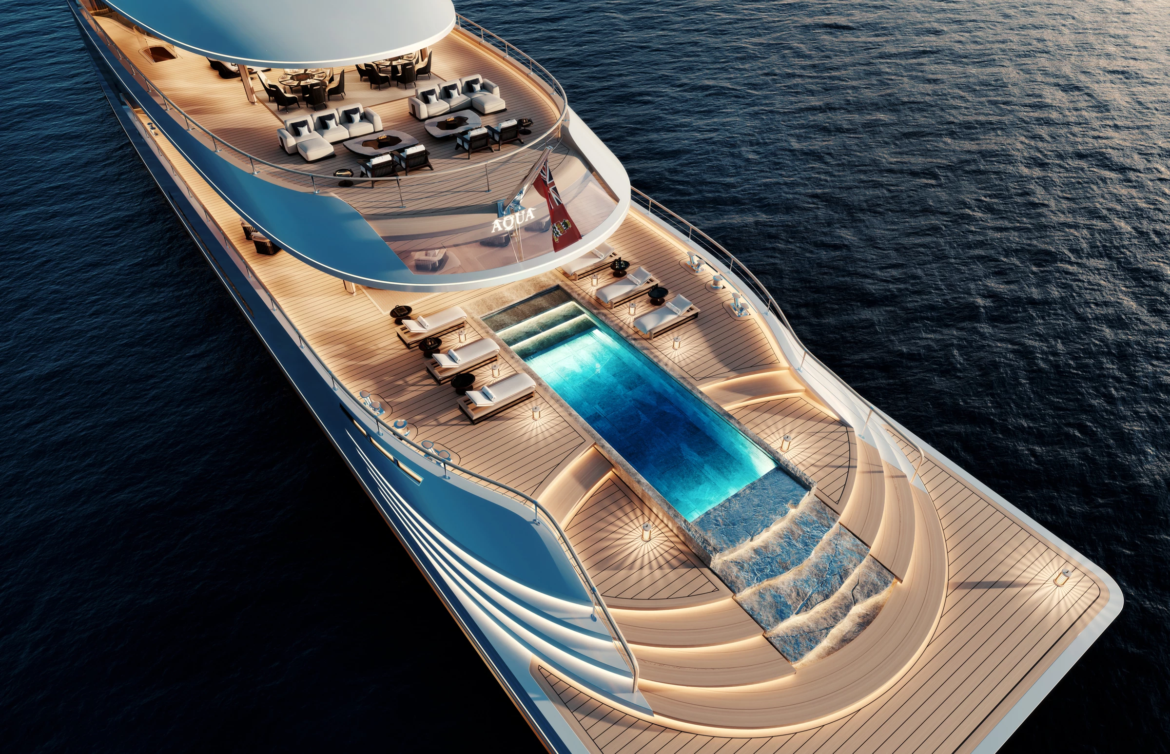 Looking down on the Aqua's rear decks