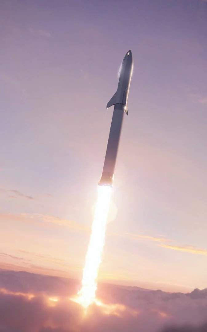 Render of SpaceX's BFR in action