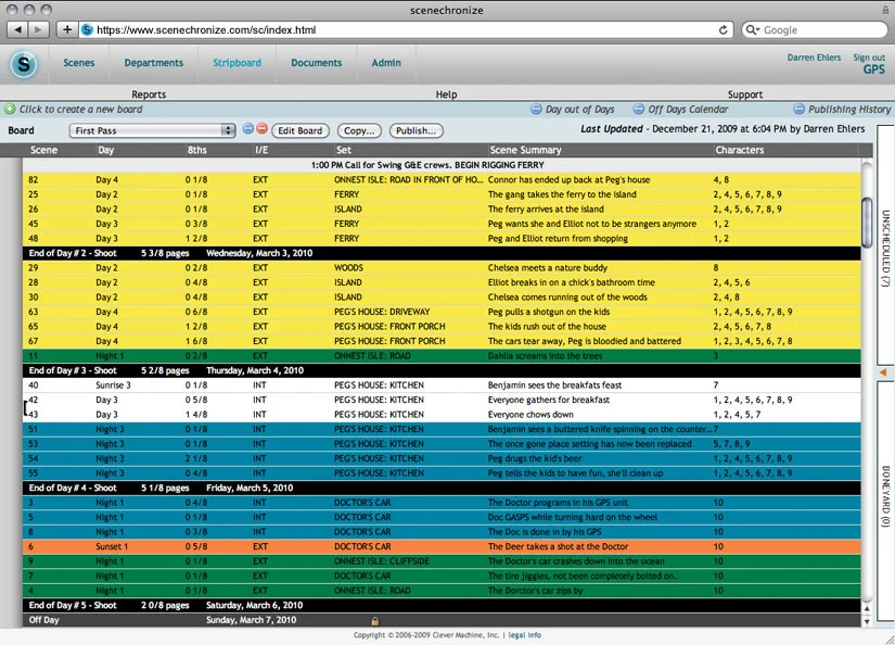 The stripboard page on scenechronize