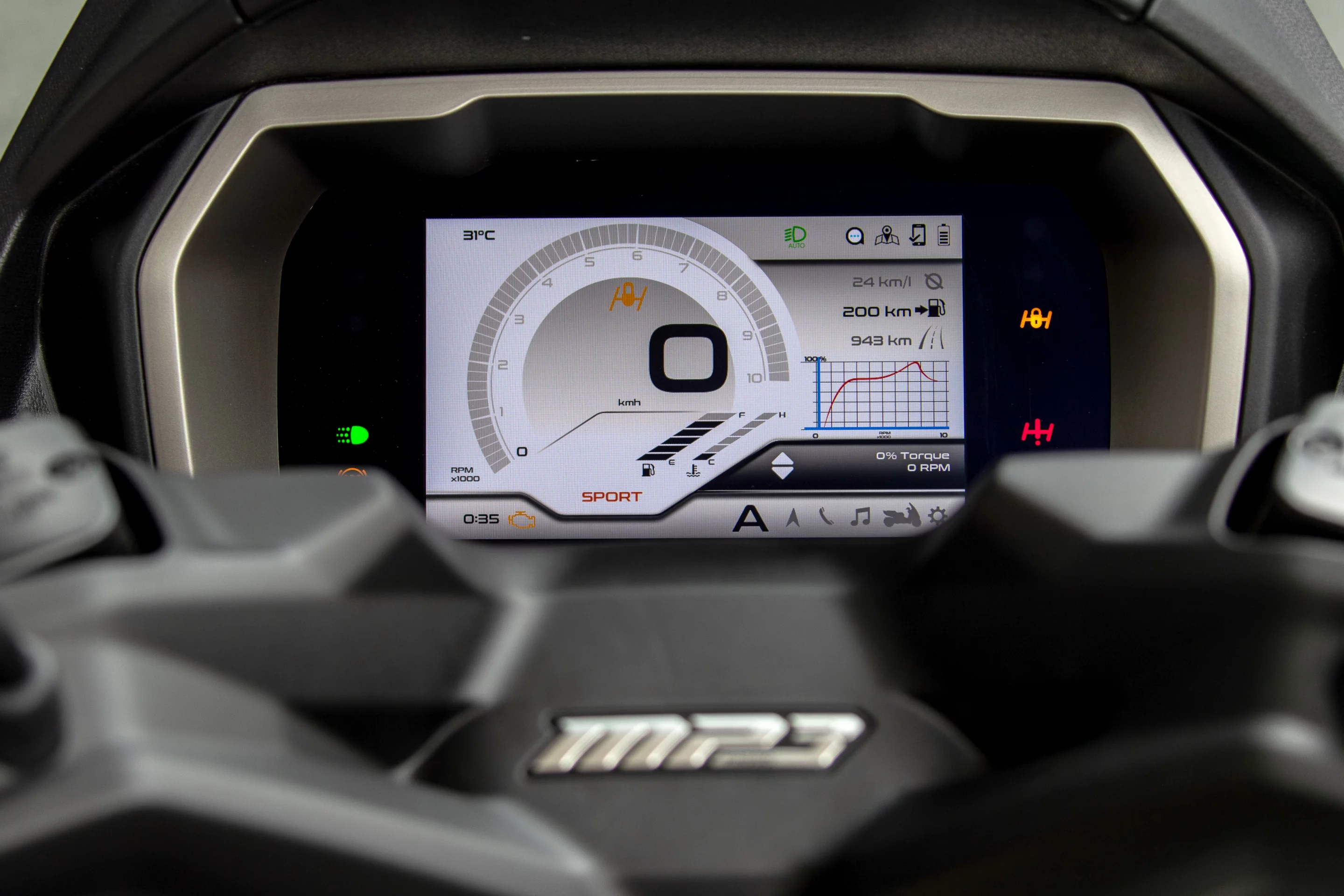 Piaggio upgraded the instrument panel of the 2022 MP3 with a luscious 7-inch color TFT screen