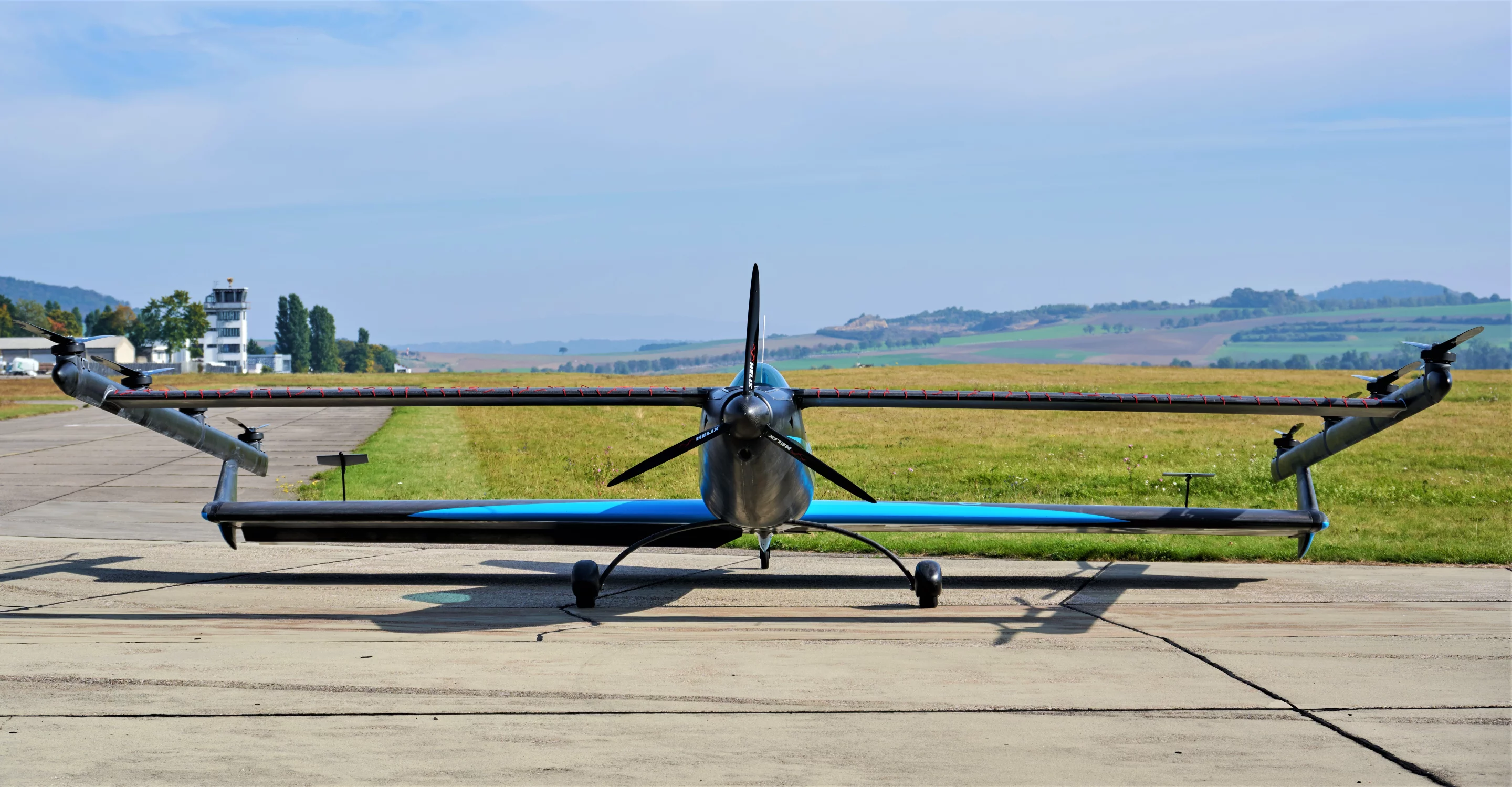 A large conventional prop for forward thrust