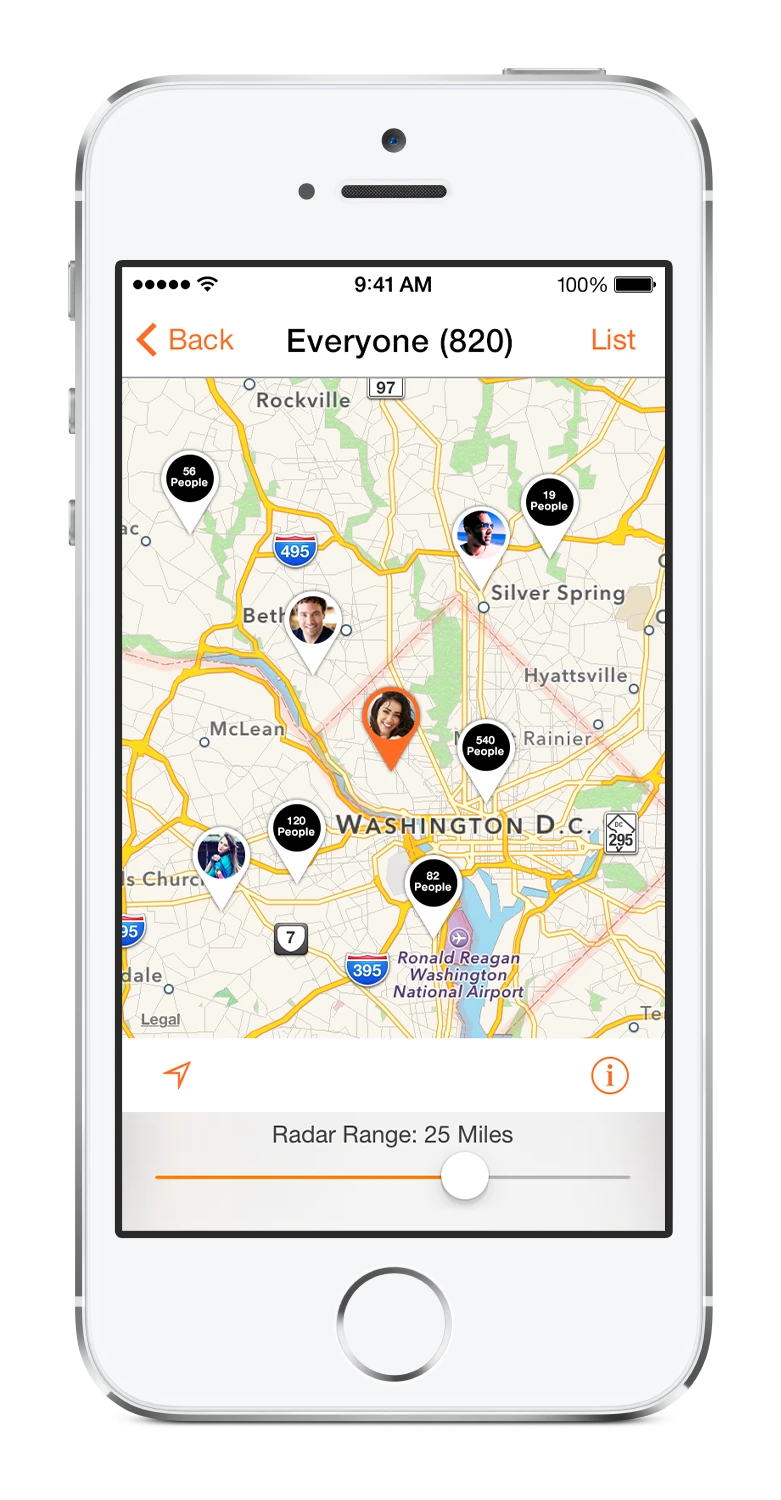 The map view of close-by people