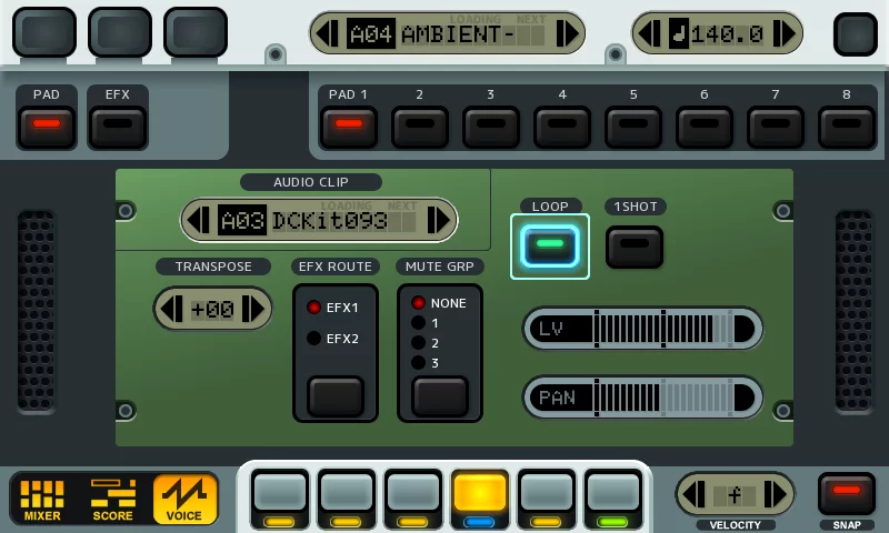A screenshot from the KDJ-ONE portable, handheld digital audio workstation