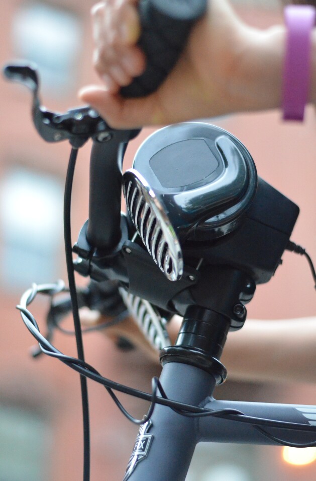 The Loud Bicycle Horn is water-resistant, is attached using theft-resistant security bolts, and should provide about two months of "average" use per charge of its battery