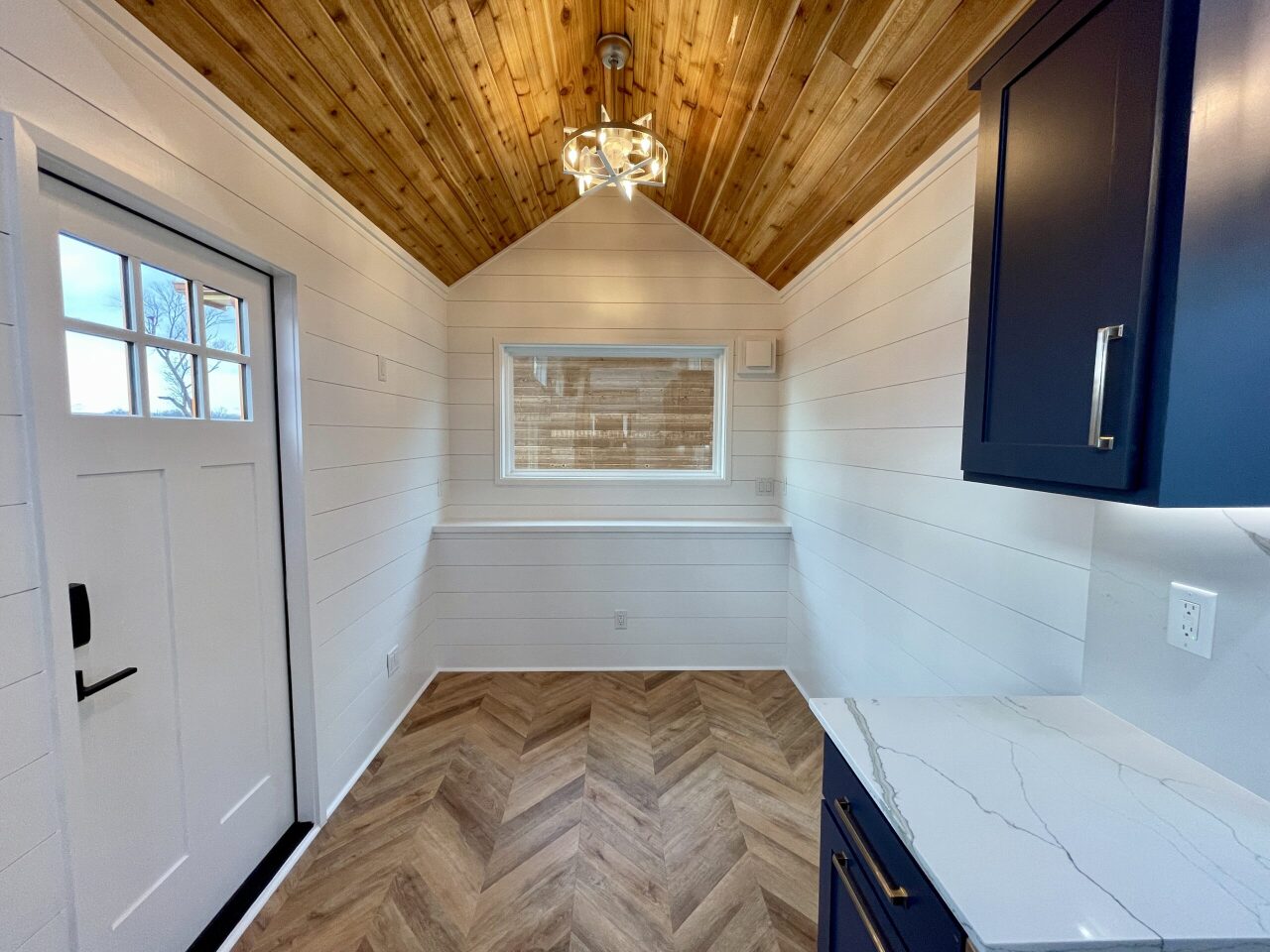 The Lady Bird's entrance opens onto its living room which will be used as a home office space