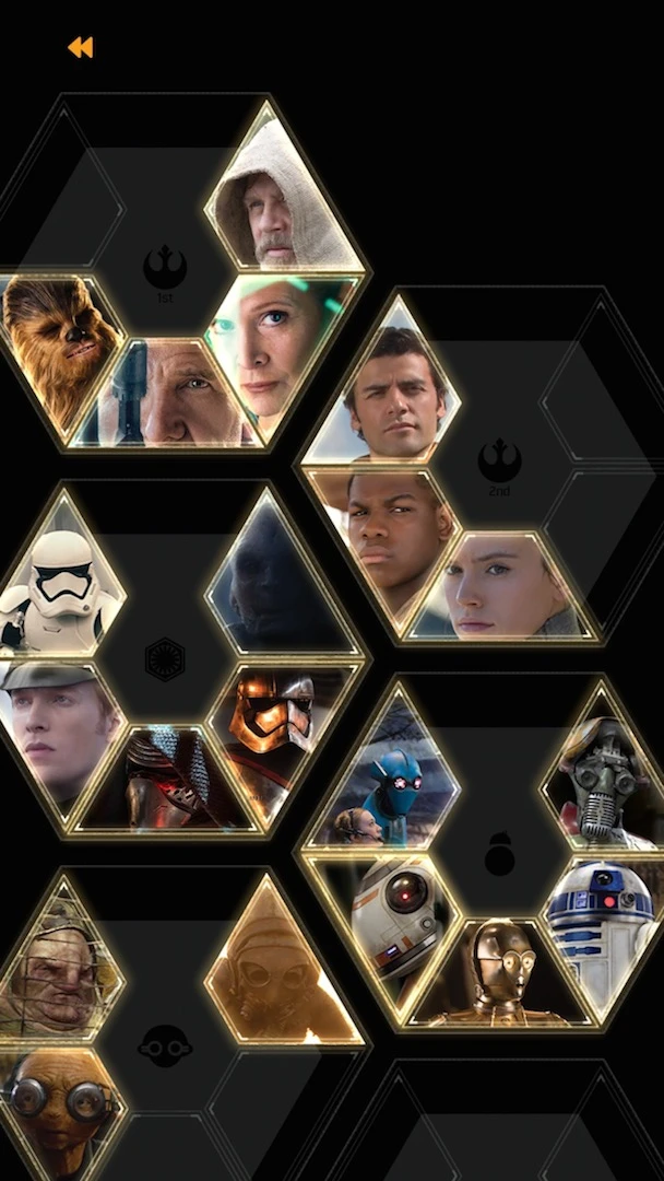 Force Awareness mode in the app lets you find "holocrons", collectible cards of characters, weapons and vehicles from the movies