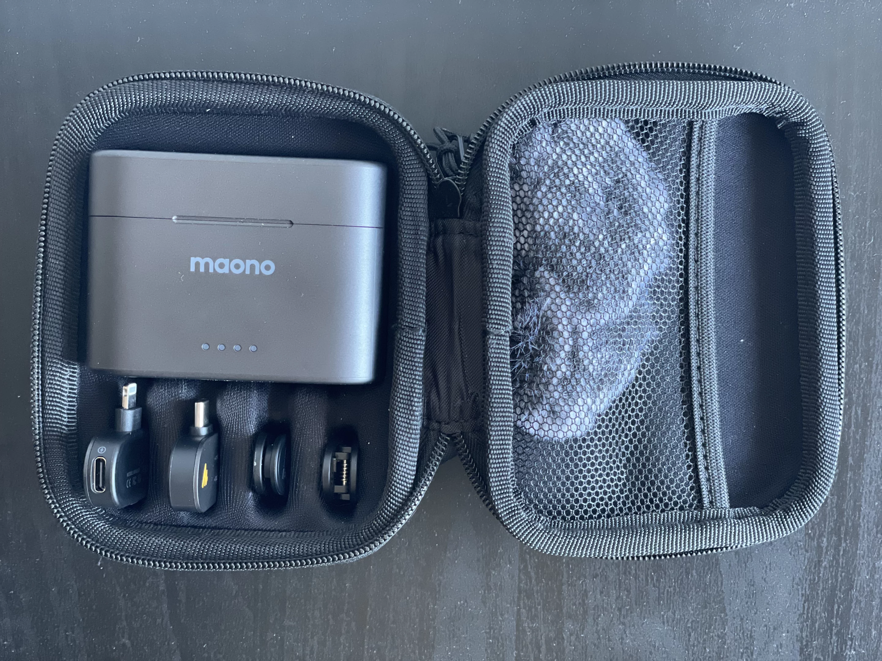 The full Wave T5 kit comes with the Lighting and USB-C connections, as well as the camera receiver and cable, and wind socks