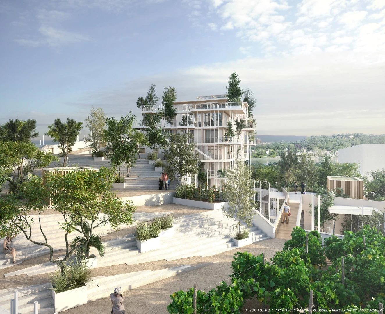 The proposal's terraced areas bring to mind Laisné Rousse's previous project, Offices with Terraces
