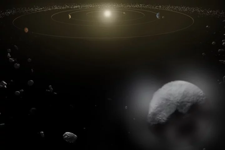 The dwarf planet Ceres emitting plumes of water vapor from its surface (Photo: ESA)