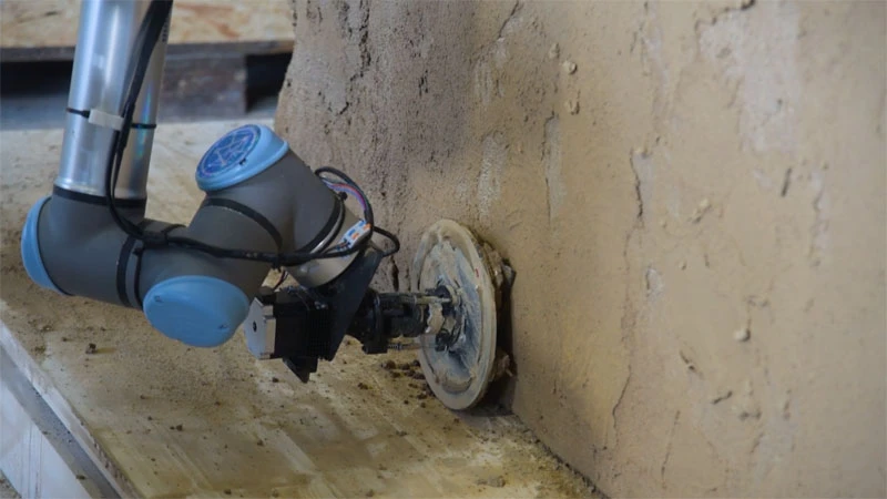 The surface of impact-printed structures can be robotically smoothed down