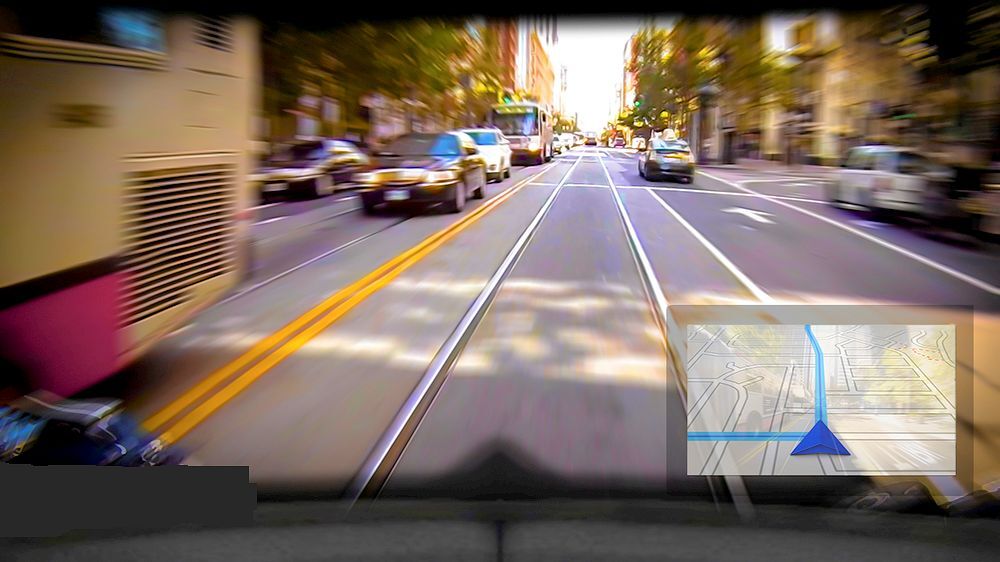 The Skully AR-1 HUD showing a set of complex GPS directions (Photo: Skully Helmets)