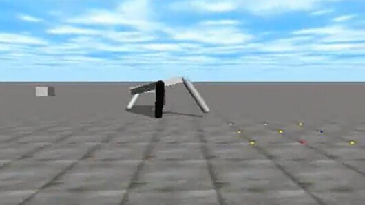 The simulated robot learns to walk towards the light