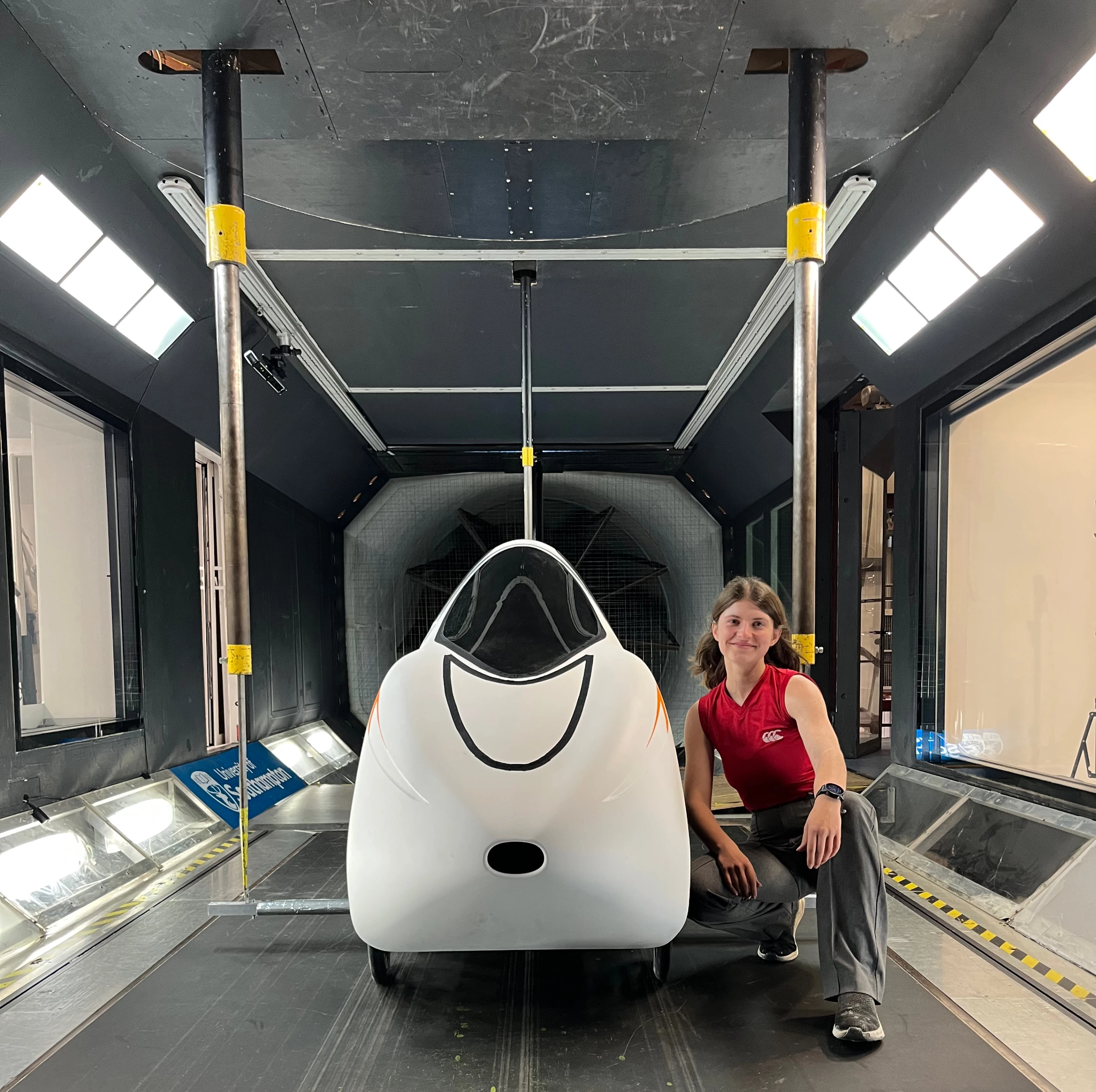 Tamara and her prototype hit the University of Southampton wind tunnel for some testing