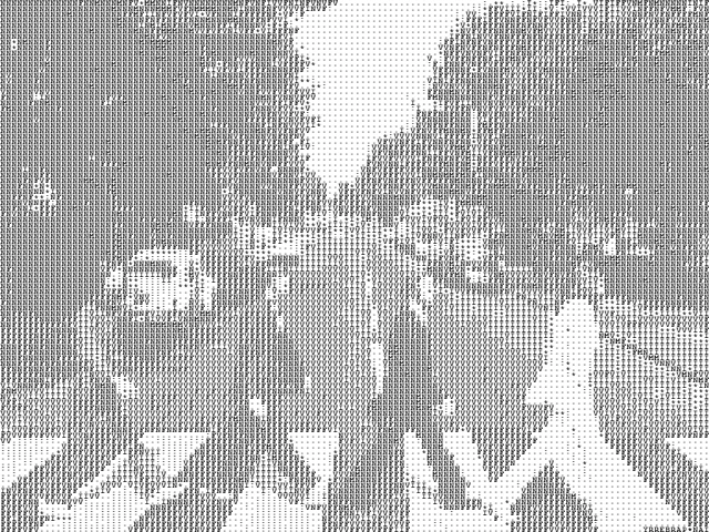 Ian Parberry, Professor of computer science at University of Texas, developed an algorithm that can translate images into ASCII form. This is the lower resolution iteration.