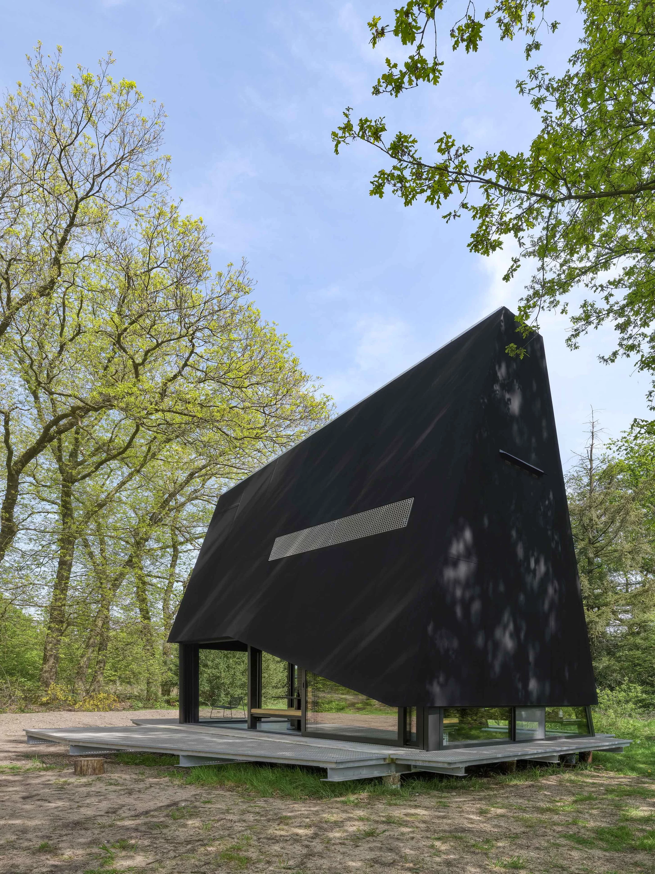 Stay Under the Radar is anchored by screw pile foundations, allowing installation without unduly damaging the site