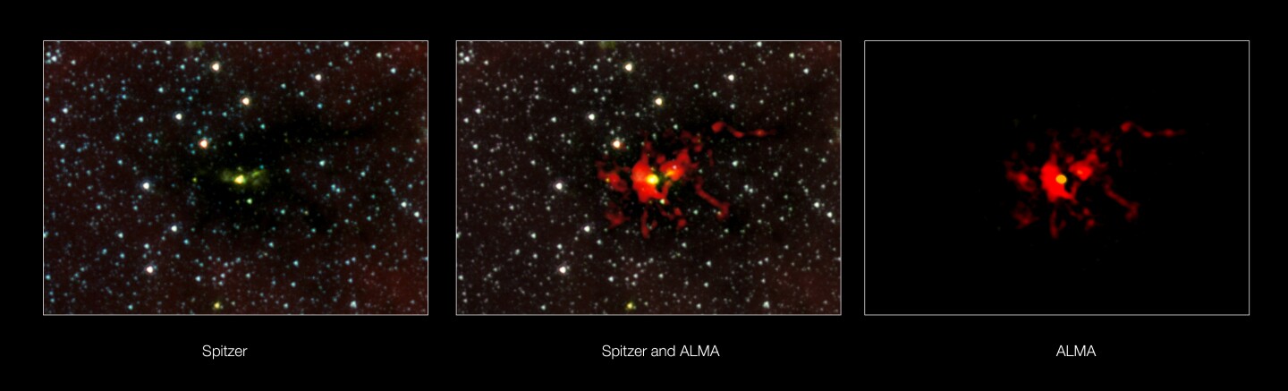 A composite image of Spitzer Space Telescope and ALMA observations of the SDC (Image: ESO)